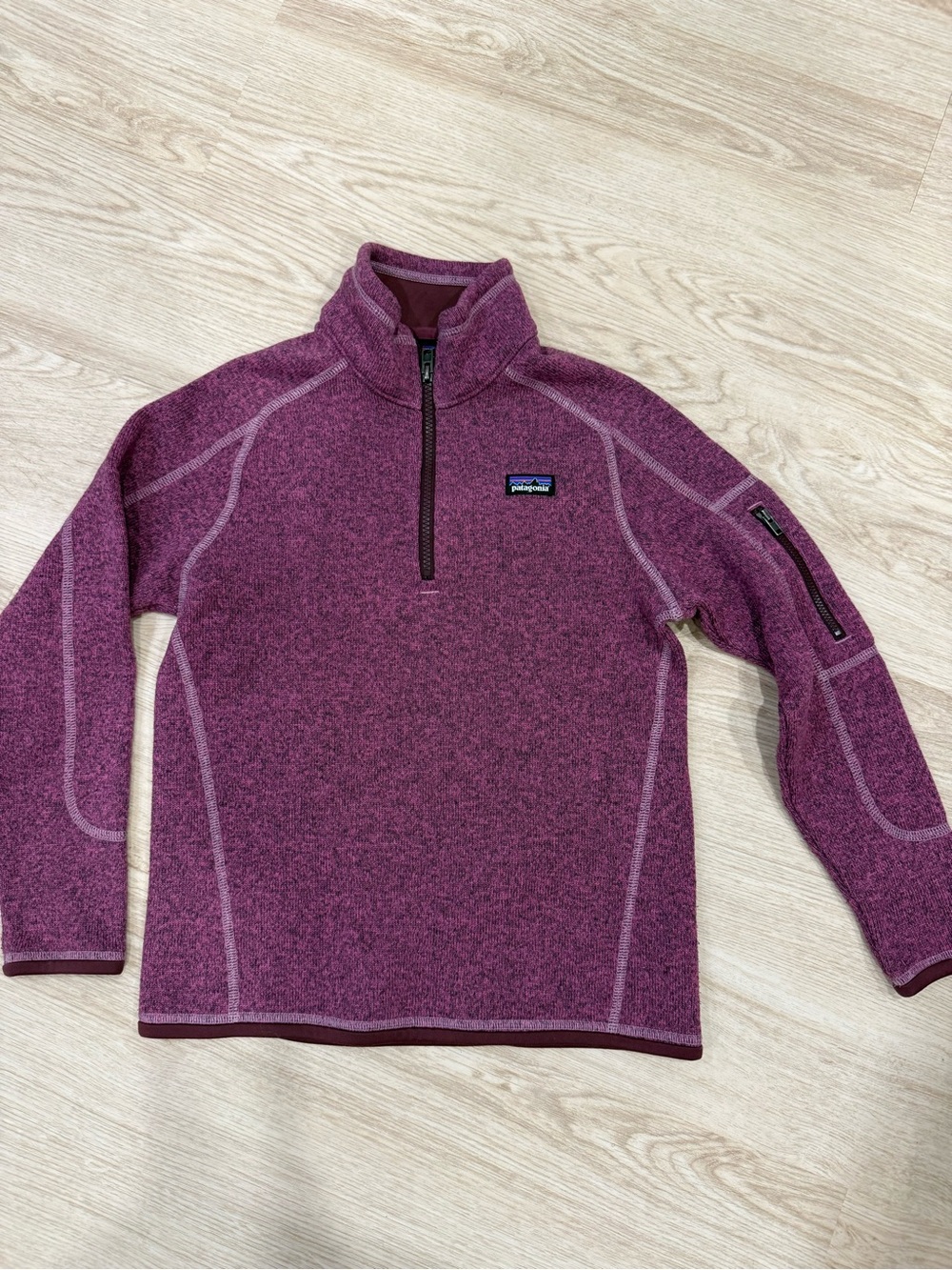 Patagonia Kids Better Sweater 1/4 Zip Sz M Heathered Berry